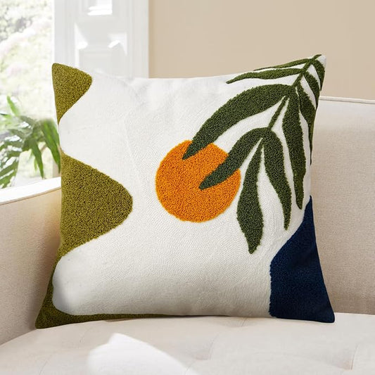 Adabana Boho Pillow Cover 18x18 Inch Embroidered Throw Pillow Cover