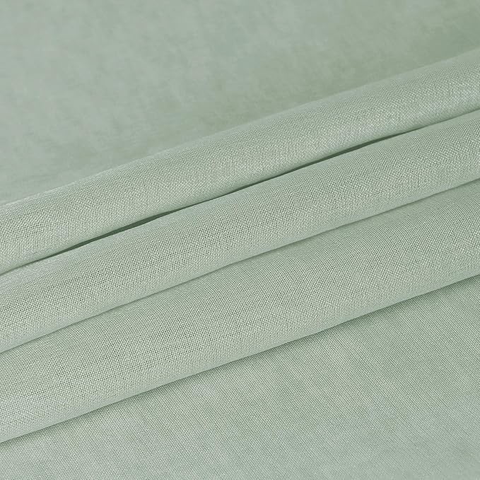 DWCN Sheer Curtains for Living Room Bedroom - Faux Linen Look Voile Drapes Grommet Top Window Curtain Panel 52 x 72 Inches Long, Bean Green, Set of 2 Panels
