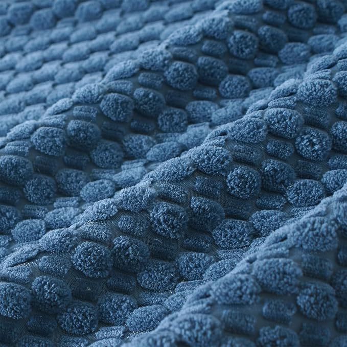 Kevin Textile Throw Pillow Covers Pack of 4 Spring Super Soft Boho Corduroy Decorative Pillow Covers Cases Solid Color Plush Texture Throw Pillows for Sofa Couch Chair 18x18 Inch, Dusty Blue