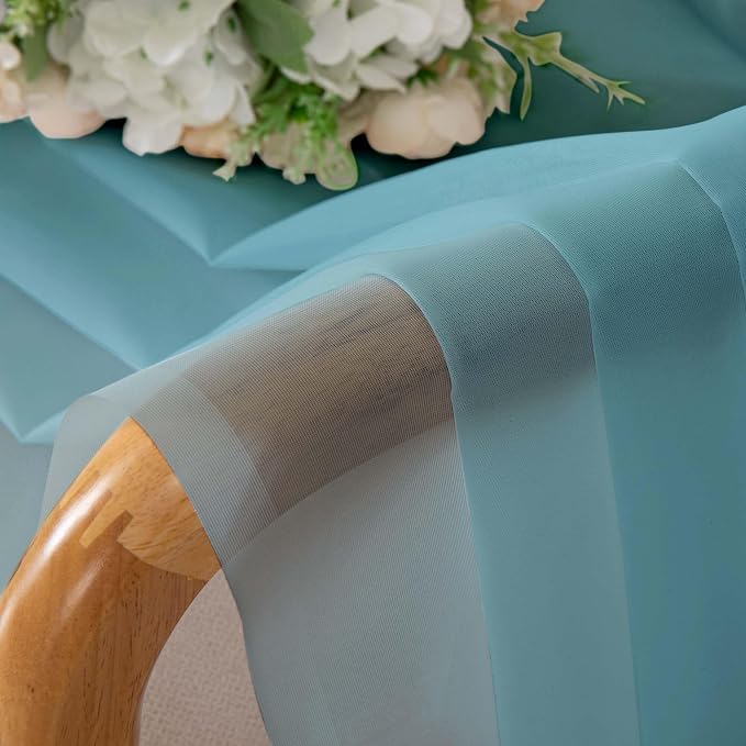 Simplebrand Aqua Sheer Curtains 96 Inches Long, Light Filtering Rod Pocket Solid Color Window Sheer Curtain Panels, Elegant Curtains & Drapes for Living Room, Bedroom 2 Panels (Aqua, 42" W x 96" L)
