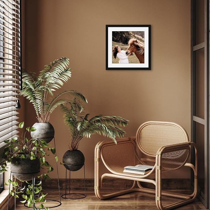 Americanflat 15x15 Picture Frame - Matted to 12x12 - Black