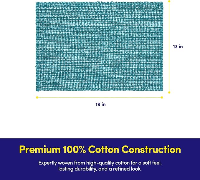 Sweet Home Collection 100% Cotton Placemats for Dining Room Rectangle Two Tone Woven Fabric 13" x 19" Soft Durable Table Mat Set, Set of 4, Turquoise