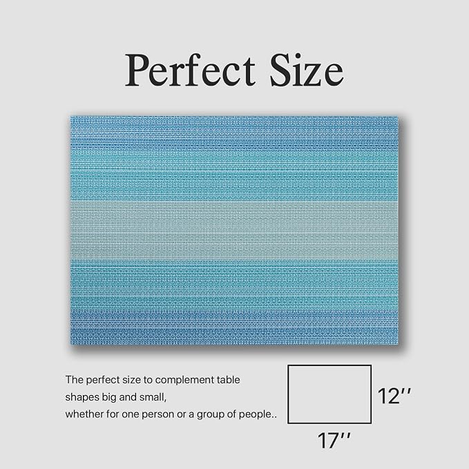 Placemats Set of 4 - Easy Clean Woven Vinyl Placemats for Dining Table, Indoor/Outdoor Place Mats, Washable PVC Table Mats（Ocean Geode）