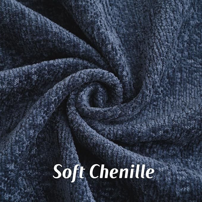 FUTEI Pack of 2 Chenille Soft Throw Pillow Covers 20x20 Inch, Navy Blue