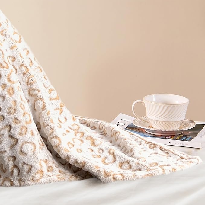 PLEASANT BOULEVARD | Leopard Throw Blanket Fleece, Premium Lightweight Cozy Warm Plush Microfiber Bedspread for Couch Sofa and Bed (Brown, Queen (90 x 90 inches)