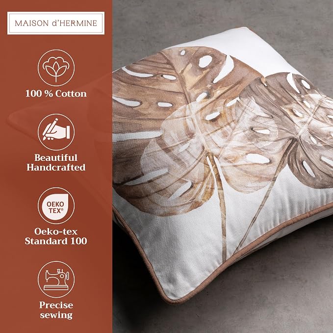 Maison d' Hermine Throw Pillow Covers 100% Cotton (18" x 18" - Pack of 1)