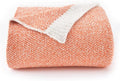 Chunky Knit Boucle Throw Blanket, Soft Washable Coastal Blanket for Bed Couch, Lightweight Cozy Oversized Feather Knit Blanket Indoor Outdoor for Sofa (Orange, Twin 60"x80")