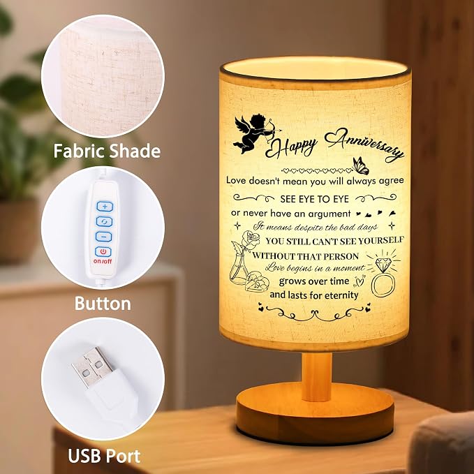 WSYEAR Wedding Anniversary LED Lamp Gifts for Couple Parents, Happy Anniversary Marriage Gifts for Wife Husband Him Her Men Women with Night Light Romantic Presents for Girlfriend Boyfriend
