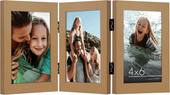 Americanflat 4x6 Hinged Triple Picture Frame - Engineered Wood - Dark Oak