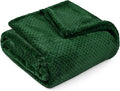 PAVILIA Emerald Green Fleece Throw Blanket for Couch Sofa Bed, Soft Fuzzy Waffle Jacquard Microfiber, Warm Lightweight Fade-Resistant Decorative All Season Throw, 60x80 Twin