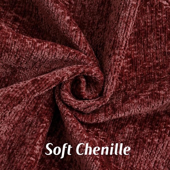 FUTEI Pack of 2 Chenille Soft Throw Pillow Covers 12x20 Inch, Burgundy