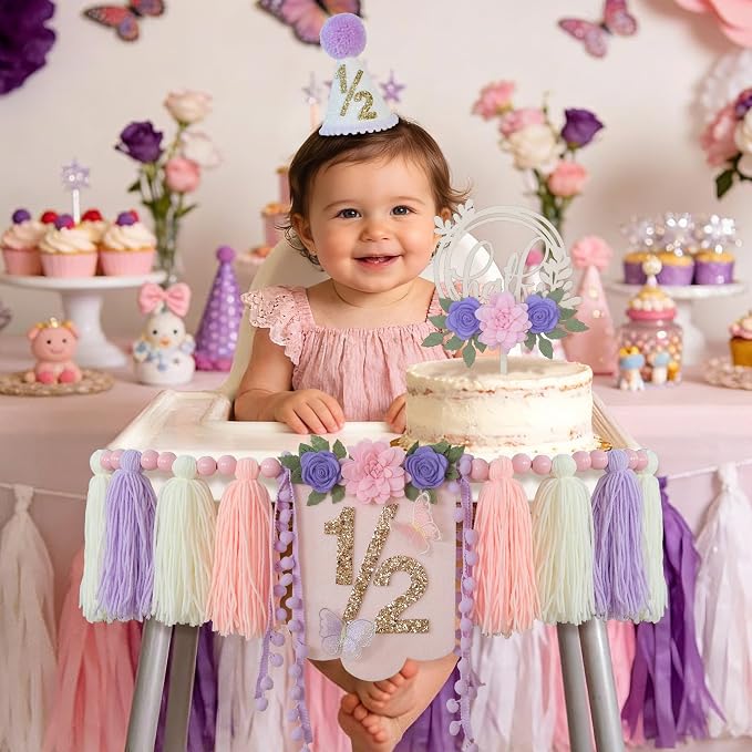 1/2 Birthday Girl Baby Girl 6 Month Birthday Half way To One Decorations
