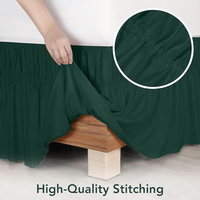 Wrap Around King Bed Skirt, Easy Fit Elastic Belt, 16 Inch Drop, Grey | No Mattress Lifting, Stay-Put Design, Adjustable Buckle & Elastic Belt, Wrinkle & Fade Resistant, Brushed Microfiber