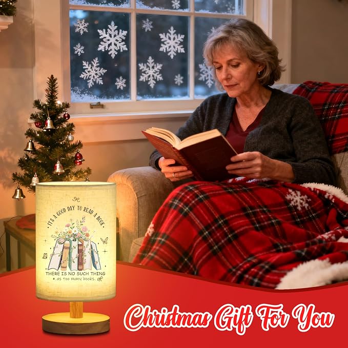 WSYEAR Book Lovers Gifts Table Lamp, Bookish Gifts for Books Lovers Women, Librarian Club Gift for Readers Bookworms Christmas Birthday Gifts for Women Readers