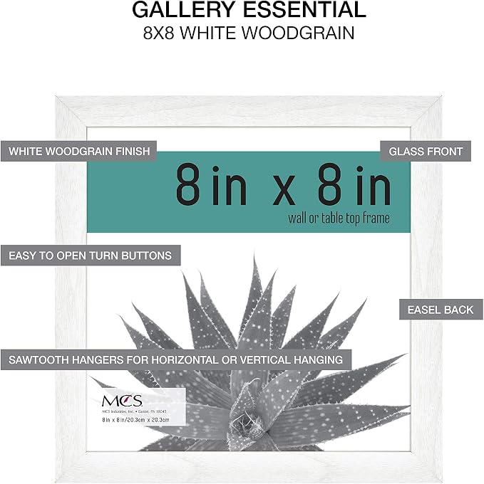 MCS Gallery Essential Picture Frame Set White Woodgrain, Square Gallery Wal