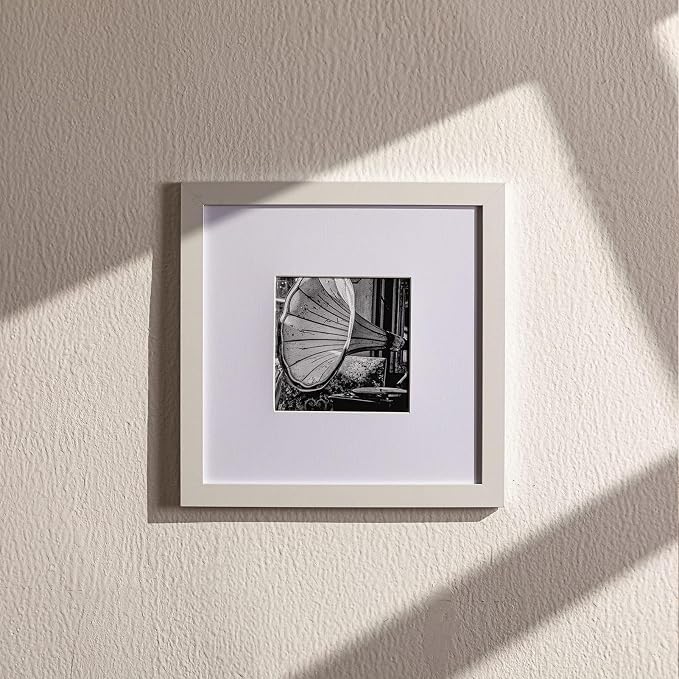 eletecpro Picture Frames Set of 9, 12x12 in, Acrylic Cover, White | Display Photo 8x8 with Mat or 12x12 without, Square Gallery Collage, Wall Mount, Minimalist Home Decor, Engineered Wood
