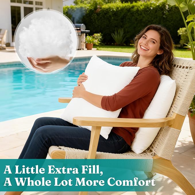 Oubonun 14x22 Waterproof Outdoor Pillow Inserts – Set of 2 Firm & Fluffy, Water Resistant Throw Pillows for Patio, Garden, Porch, or Indoor Decorative