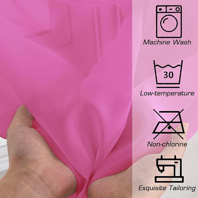 Simplebrand Rod Pocket Top Solid Voile Sheer Curtains for Bedroom, 54 Inch Length Drapes Set of 2, Lightweight and Light Filtering Elegant Hot Pink Curtains Panels Window Treatment, 42W×54L, Hot Pink
