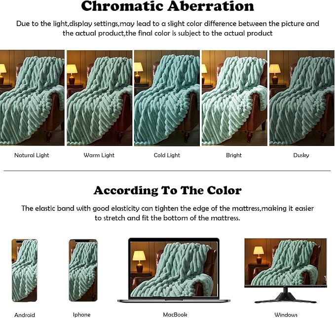 NEWCOSPLAY Faux Fur Ribbed Throw Blanket for Couch, New Sage Green, 50"x60" | Plush Soft Thick Warm Blanket for Couch Sofa Bed 850GSM, Fluffy Cozy Luxury Decorative Throw, Gift for Women Men