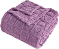 FY FIBER HOUSE Throw Blankets with Heart Checkered,Soft Warm Blankets for Lover Mom Father Gifts,Washable Lightweight Fuzzy Blanket for Couch Sofa Bed Office All Season(Lavender,60"x80")
