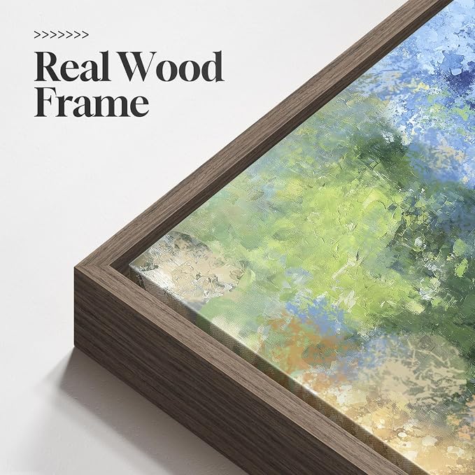 Framed Vertical Forest Path Landscape Wall Art for Living Room, 20x40 Inch | Farmhouse, Nature, Colorful, Large, Forest scenery, Office art, Foyer wall decor, Hallway decor, Ready to hang, Wood frame
