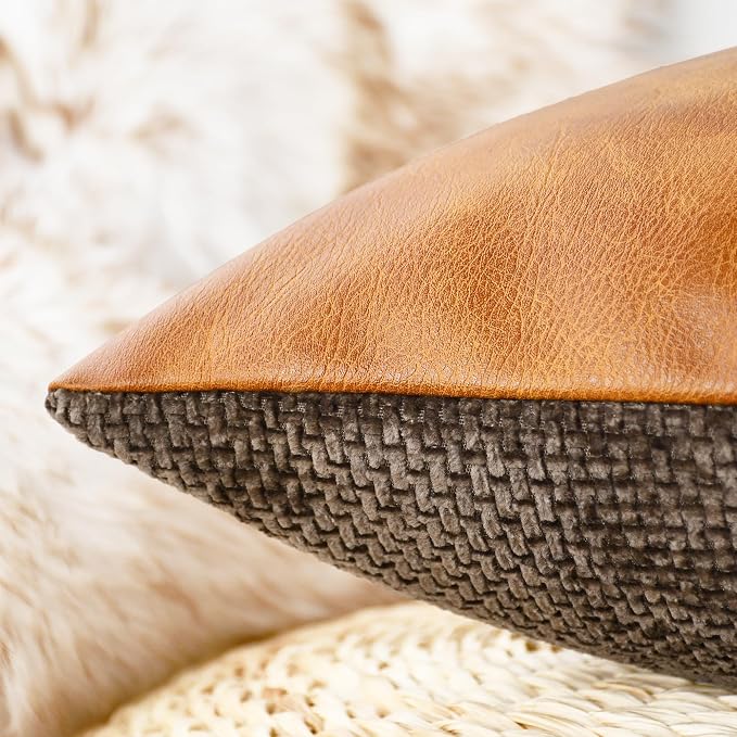 CaliTime Decorative Couch Throw Pillow Covers 16 X 16 Inches Brown