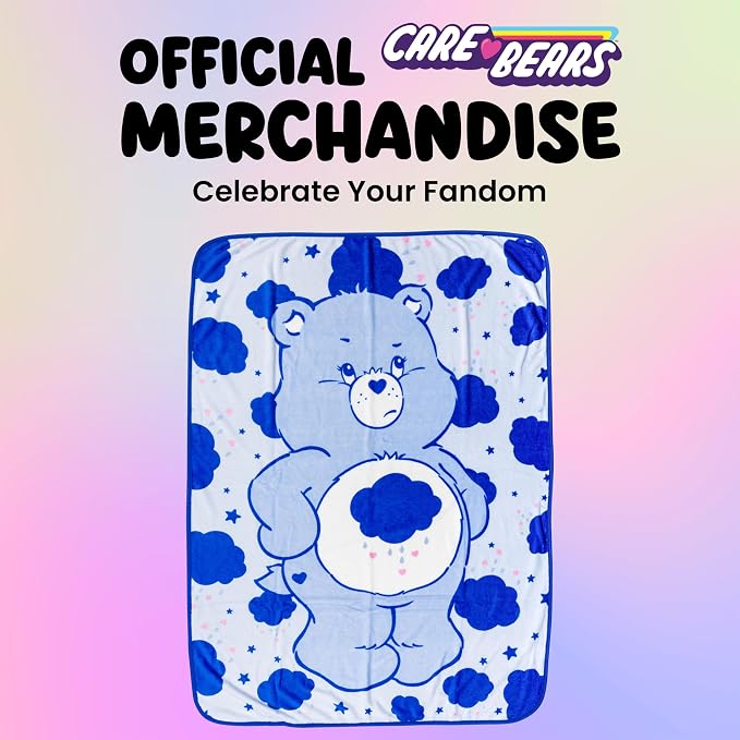Silver Buffalo Care Bears Grumpy Bear 45" x 60" Fleece Throw, Soft and Cozy Blanket, 185 GSM