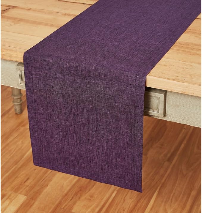 Solino Home 100% Pure Linen Table Runner Grape Long, Athena 14 x 156 in | a graceful centrepiece for dining and gatherings, European flax fibres, timeless understated style, Grape, OEKO-TEX Certified