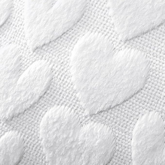 Artscope Valentines Pillow Covers 18x18 Set of 2 Decorative Love Heart Valentines Day Throw Pillow Cases Soft Plush Faux Fur Couch Cushion Case for Holiday Sofa Bed Room Home Decor-White Heart