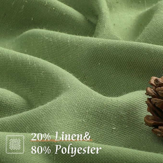72 inch Length Green Semi Sheer Linen Curtains for Living Room | Light Filtering, Linen Textured, Boho, Spring Room Decor, Drapes for Farmhouse, Bedroom, Rod Pocket, 2 Panels, 52 x 72 Inch