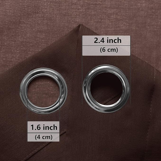 DWCN Brown Sheer Curtains for Living Room Bedroom - Faux Linen Look Voile Drapes Grommet Top Window Curtain Panel 46 x 54 Inch Length, Set of 2 Panels