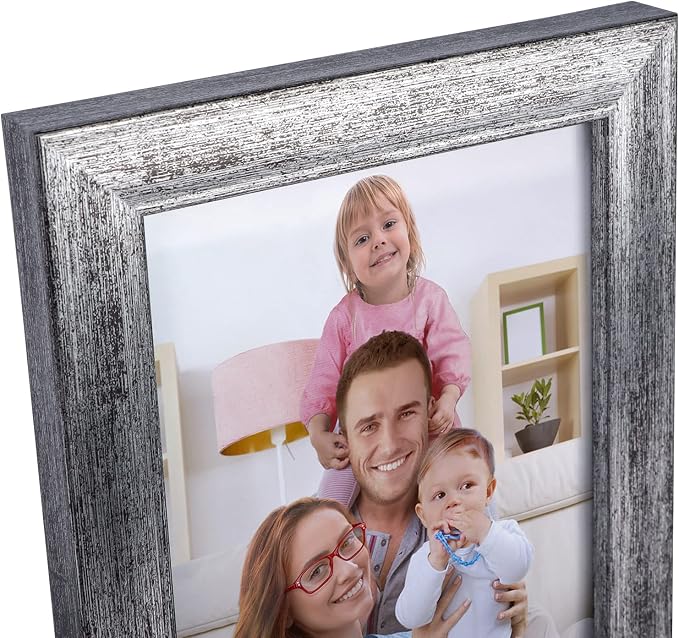 Giftgarden 4x6 Picture Frame Antique Silver 7 Pack, 4” by 6” Distressed Silver Photo Frames Rustic for Wall or Tabletop