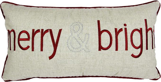 Embroidery Velvet Throw Pillow Cover, Merry Christmas Series (Natural)