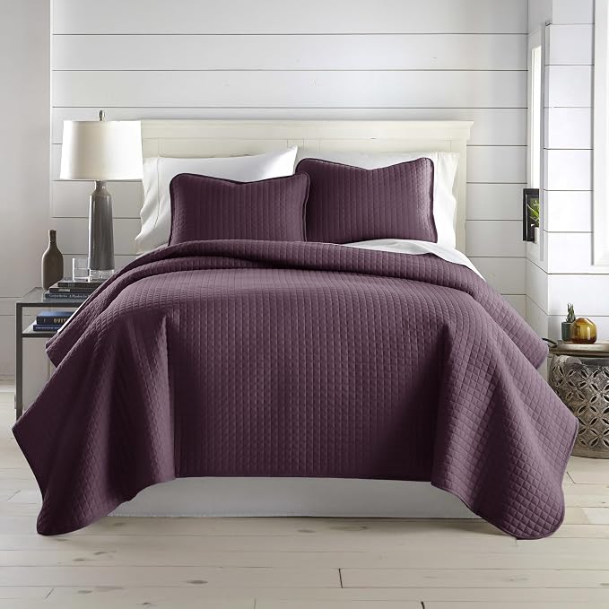 Southshore Fine Living, Inc. Quilts, Queen Size/Full Size Quilt Bedding Set, Stain & Pet Hair Resistant Bedding, Coverlet Queen Size/Full Size Lightweight Bedspread with 2 Pillow Shams, Purple