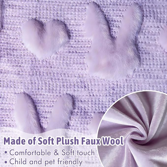 ONFAON Easter Decorations-Easter Day Pillow Covers, Set of 2 Soft Plush Short Wool Velvet Purple Throw Pillow Covers Farmhouse Seasonal Cushion Case Decoration for Sofa Couch 18 x 18 Inch