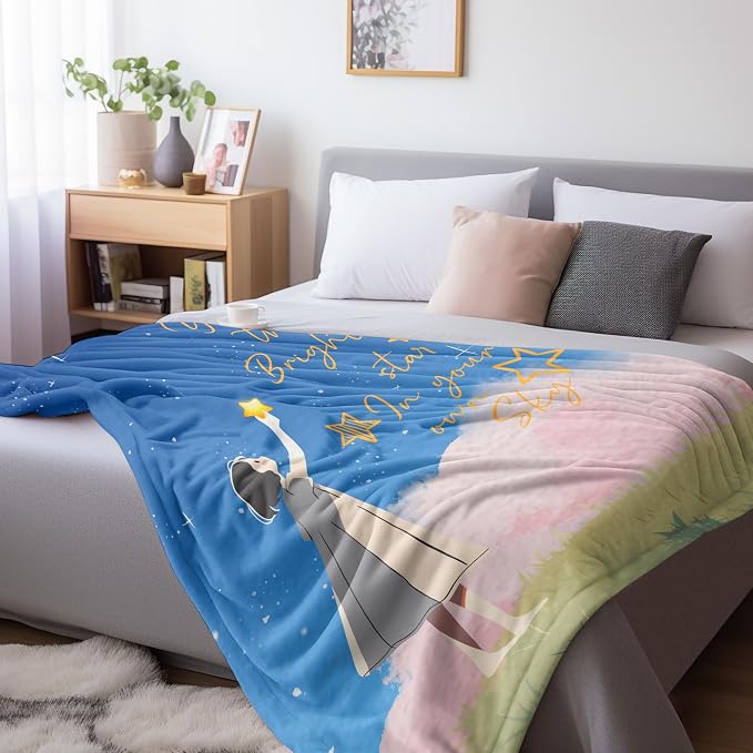 TURMTF Inspirational Star Blanket, “You are the Brightest Star in Your Own Sky” Motivational Throw, Cozy Comfort Gift for Self-Appreciation & Encouragement on Birthday Christmas 55×70inches