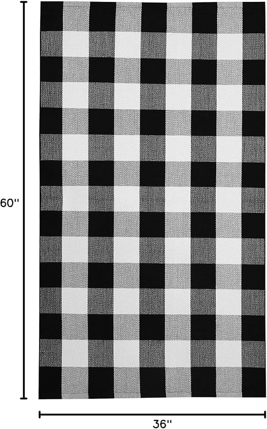 KOZYFLY Buffalo Plaid Area Rugs 3x5 Ft Black and White Checkered Rug Washable Front Door Mat Hand Woven Cotton Outdoor Rug Large Rug for Front Porch Kitchen Entryway Patio Bathroom | Washable Front Door Mat, Woven Cotton Outdoor Rug, Large Rug for Fron...
