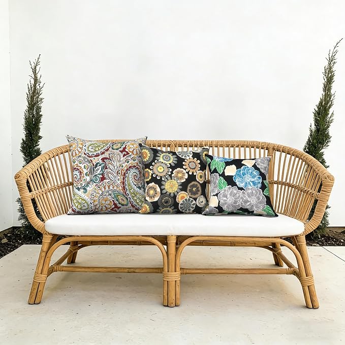 Outdoor Pillow Covers Waterproof 20x20 Inch Set of 2 Paisley Chilli Decorative Outside Patio Furniture Cushion Cases Decor for Porch Garden