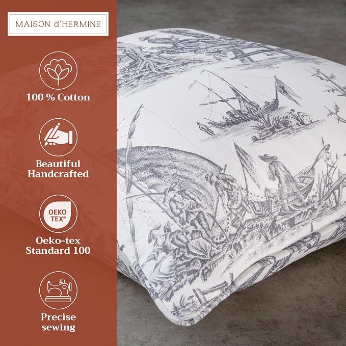 Maison d' Hermine Throw Pillow Covers 100% Cotton (20" x 20" - Pack of 1)