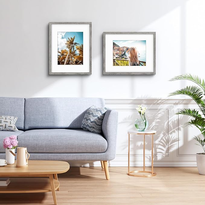 Frametory 16x20 Grey Picture Frame with Real Glass Mat for 11x14