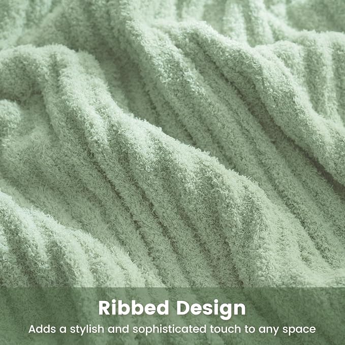 Snuggle Sac Spring Throw Blanket for Couch Sage Green, Microfiber Knit Throws for Sofa, Soft Luxurious Fuzzy Warm Blankets for Sofa, Bed, Travel, Sage Green, 50x60 inches