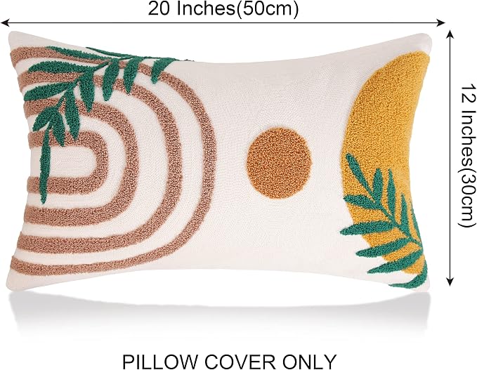 Merrycolor Boho Throw Pillows 12x20 Inches,Soft Mid Century Modern Pillowcase Lumbar, Aesthetic Decorative Throw Pillows for Couch Bed Sofa Bedroom(Only 1 Pillow Cover)