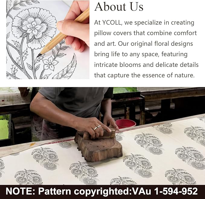 YCOLL Vintage Floral Print Pillow Covers 20x20 Set of 2 Patterned Accent Decorative Cushion Covers Modern Farmhouse Throw Pillow Covers for Sofa Couch Chair Bed Living Room Home Decor, Quiet Gray