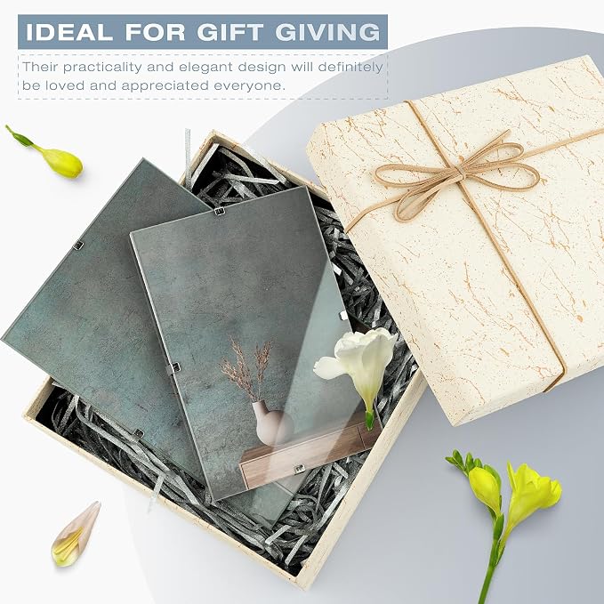 Golden State Art, 5x7 Glass Clip Picture Frame 3 Pack