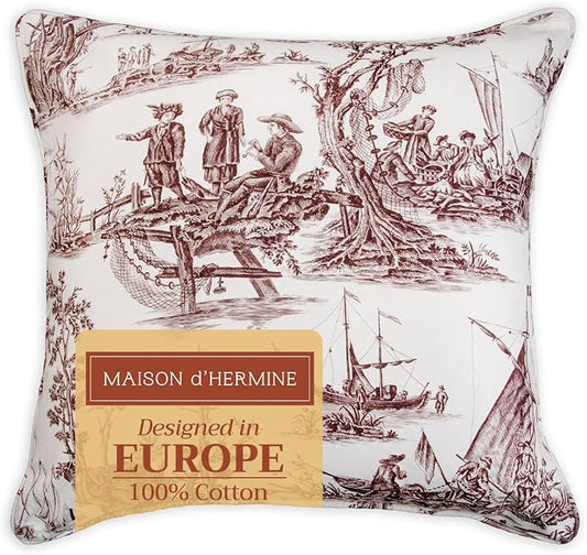 Maison d' Hermine Throw Pillow Covers 100% Cotton (20" x 20" - Pack of 1)