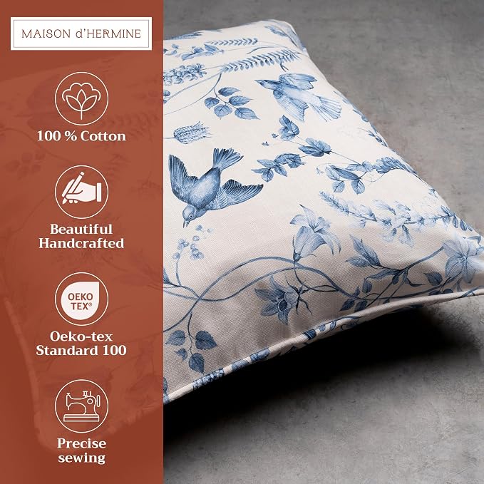 Maison d' Hermine Throw Pillow Covers 100% Cotton (18" x 18" - Pack of 1)
