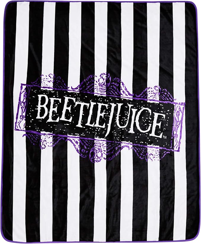 Spirit Halloween Reversible Beetlejuice Fleece Blanket