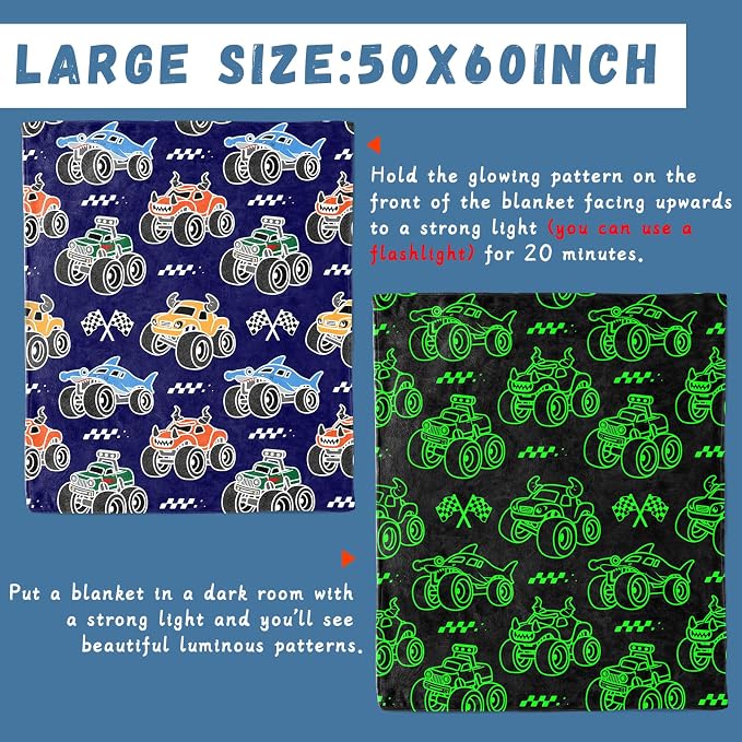 GEULAY Twin Size Truck Blanket for Teens Boys, Construction Excavator Tractor Throw Blanket for Bed Couch, Vehicles Cars Themed Room Decor, Christmas Birthday Gifts for Teens Men 60x80inches