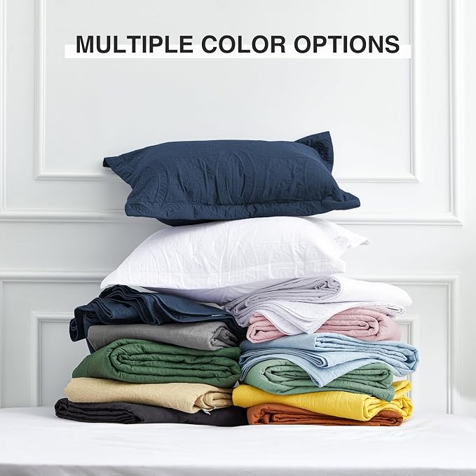 Love's cabin Oversized King Size Quilt Bedding Set Navy Bedspreads - Oversized King Lightweight Bedspread Comforter - Coin Pattern Coverlet for All Season - 3 Pieces (1 Quilt, 2 Pillow Shams)