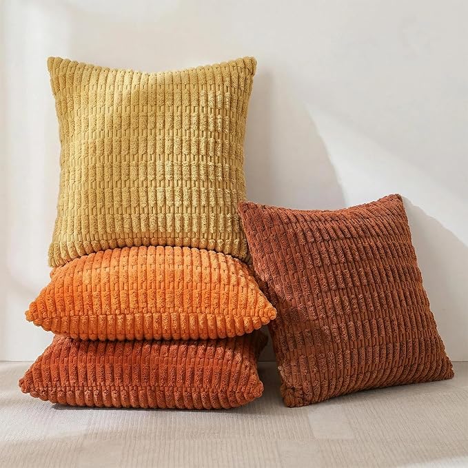 Fancy Homi 4 Packs Decorative Throw Pillow Covers for Living Room Couch Bed, Modern Farmhouse Boho Home Décor Accent Cushion Case, 26" x 26", Burnt Orange Series